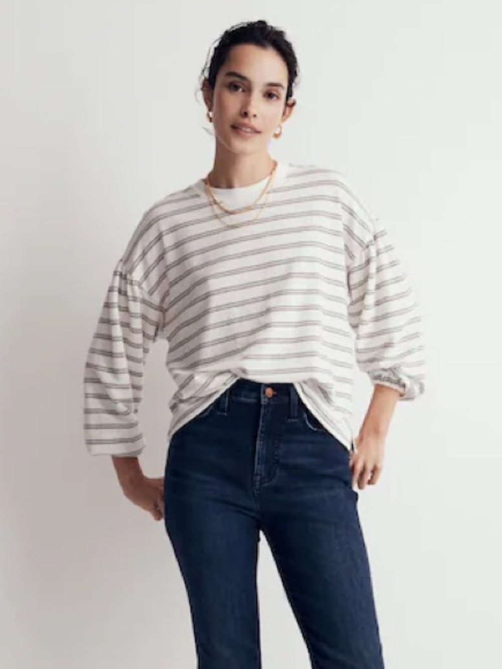 NWT Madewell longsleeve striped tee with drop shoulders, relaxed fit. Small